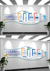 蓝色公司企业简介发展历程文化墙