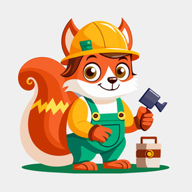 卡通松鼠建筑工人形象矢量元素