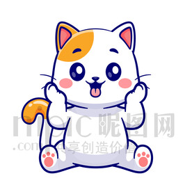 可爱卡通捂脸的猫咪