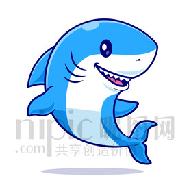 可爱卡通蓝色小鲨鱼
