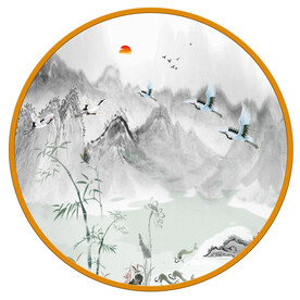 圆形山水国画
