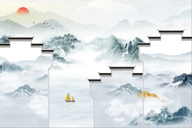 蓝调江南风鸟语花香装饰画