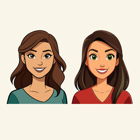 矢量人物美丽的长发美女