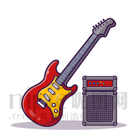 可爱卡通电吉他贝斯