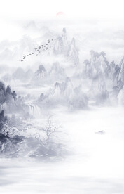 新中式水墨山水玄关画