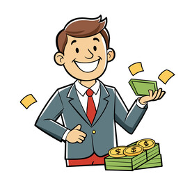 矢量人物成功的商务人士有钱人