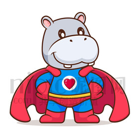 可爱卡通超人河马