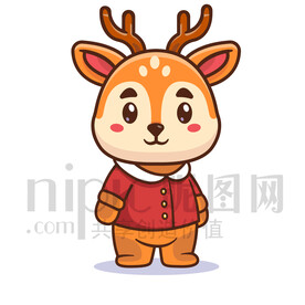 可爱卡通梅花鹿驯鹿