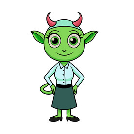 矢量卡通角色女性牛角精灵