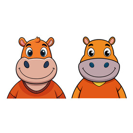 矢量动物卡通河马头像