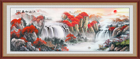 旭日东升国画