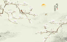 新中式花鸟画背景墙