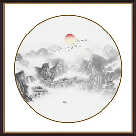 圆形水墨画