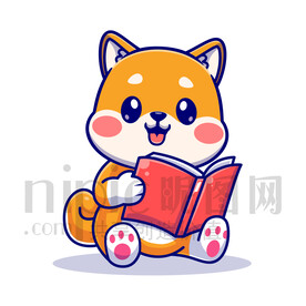 可爱卡通爱学习的小狗