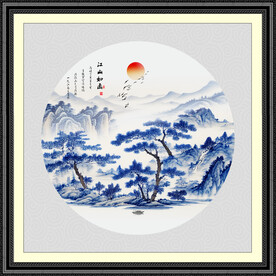 圆形山水画