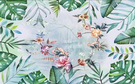 现代中式花鸟背景装饰画图片