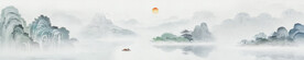 新中式水墨山水意境床头装饰画