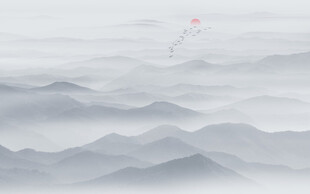 新中式意境山水水墨画背景墙