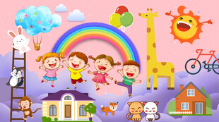 卡通儿童房背景墙