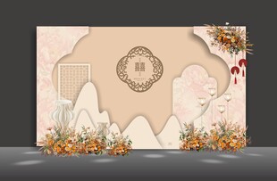 浅香槟色婚礼背景墙设计