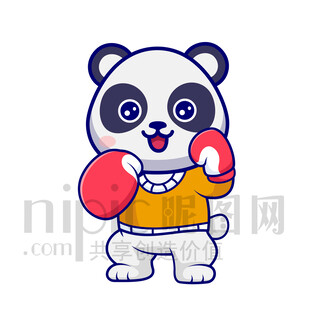 可爱卡通练习散打拳击的大熊猫