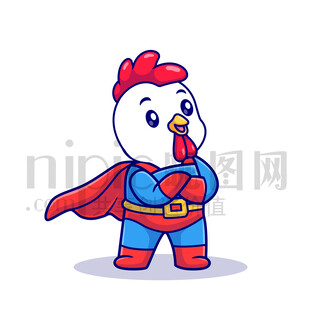 可爱卡通超人公鸡母鸡