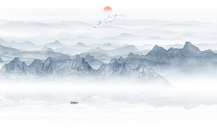 禅意水墨山水画