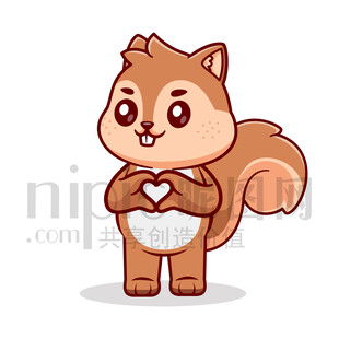 可爱卡通爱心比心的松鼠