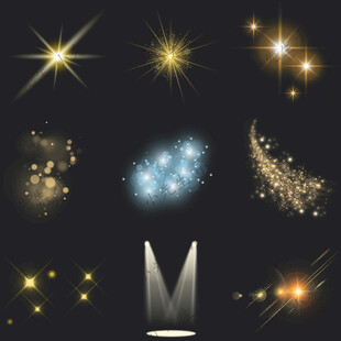 金色闪光特效光晕光点亮光星光