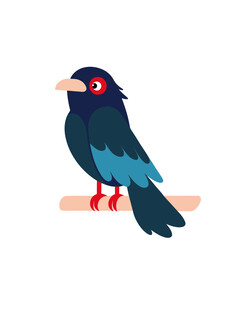 动物简约可爱扁平化深蓝色小鸟