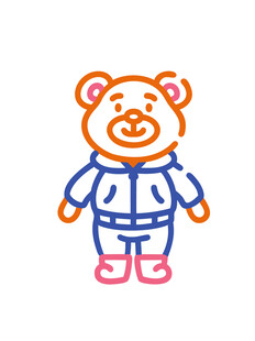 动物简约彩色线条小熊