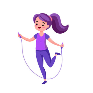 矢量人物开心跳绳女孩