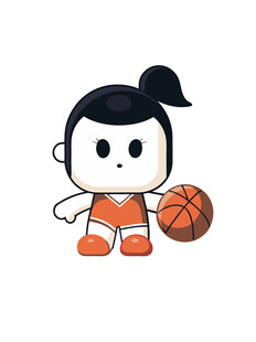 人物简约玩篮球女孩