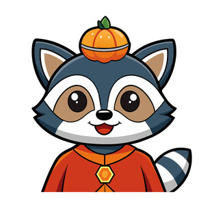 动物矢量开心可爱传统服饰小浣熊