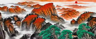 迎客松鸿运当头挂画