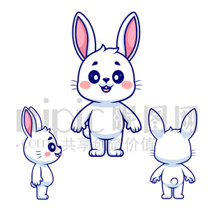 卡通兔子三视图