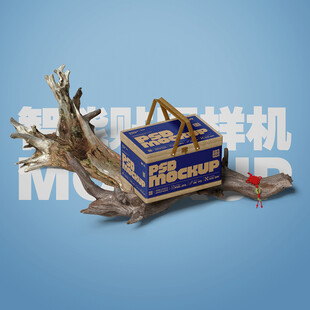 手提木质收纳盒样机