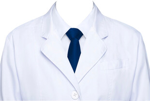 女医生白大褂深蓝领带白衬衫