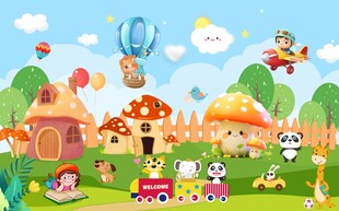 卡通动物乐园背景墙图片