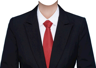 女黑西装白衬衫红领带衣服素材