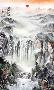 竖幅山水画