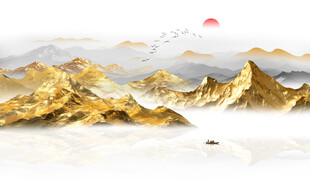 金箔山水画背景墙