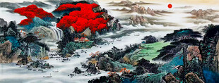 水墨山水客厅挂画