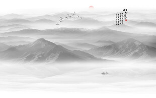 水墨群山背景图