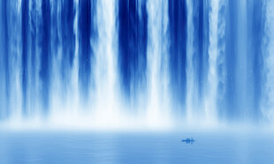 瀑布山水风景画