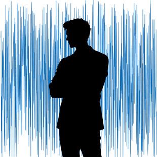 商务人士蓝色背景剪影