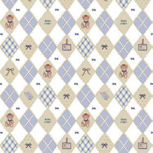 可爱小熊几何图案布料