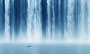 瀑布山水风景画