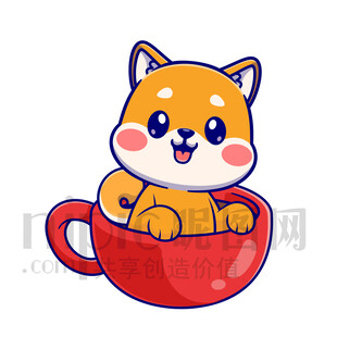 茶杯里的可爱柴犬