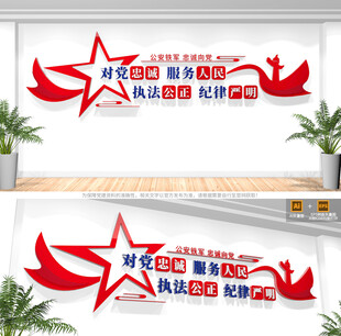 对党忠诚服务人民公安标语文化墙